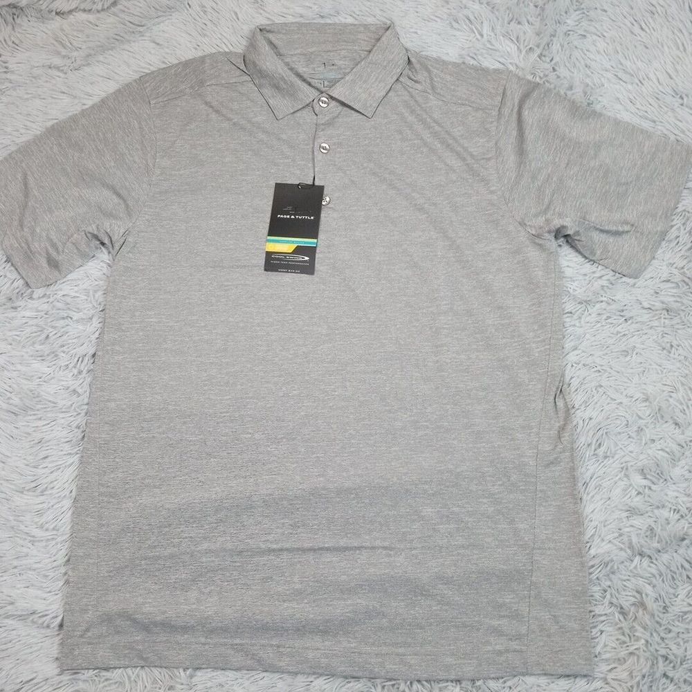 Page & Tuttle Shirt‎ Mens L Gray Polo Golf Cool Swing Athletic Preppy UPF 30 New